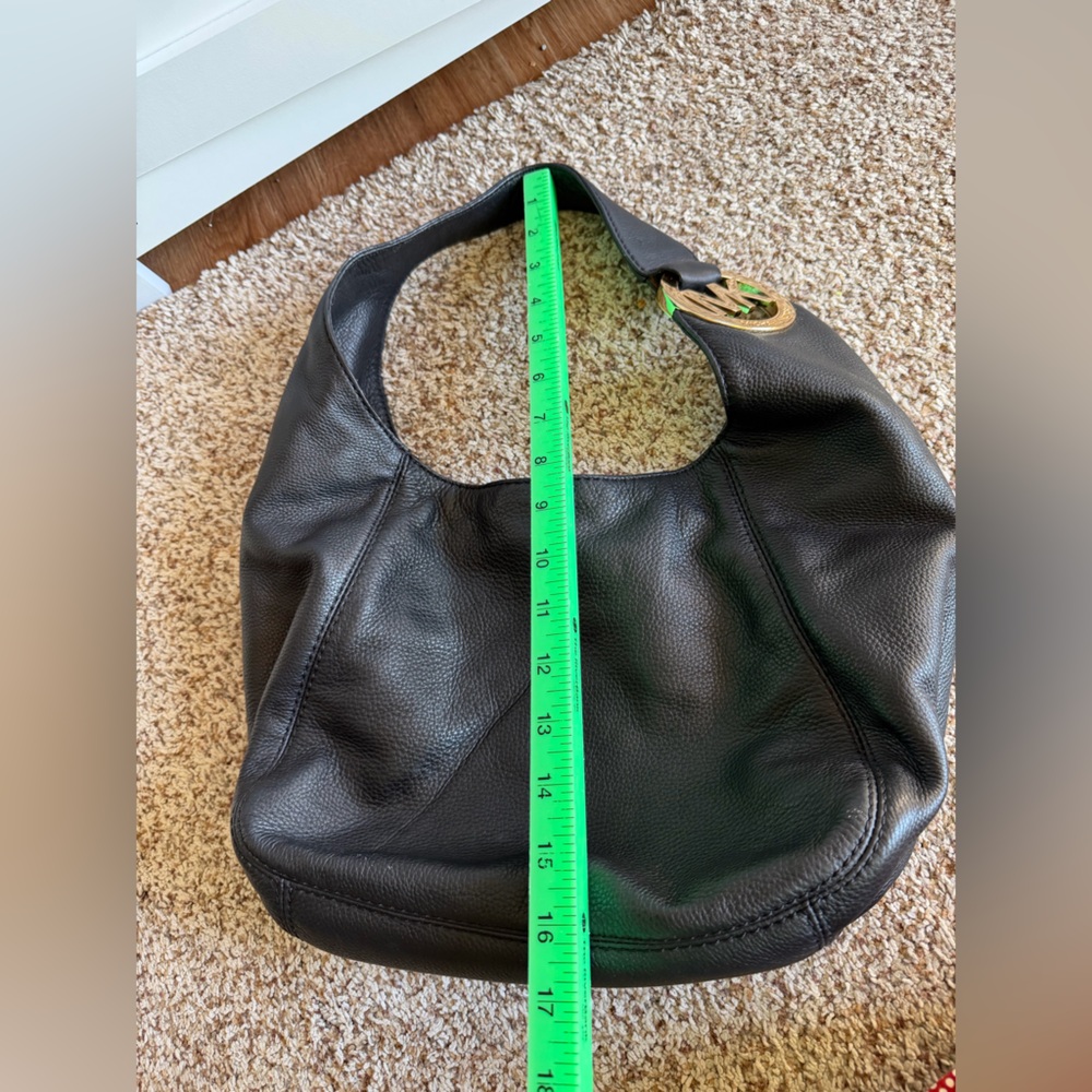 MICHAEL Michael Kors Fulton Black Leather Hobo Bag Purse - Picture 10 of 15
